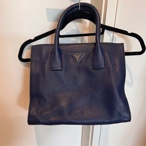Prada Vitello Daino Royal Blue Shopper Tote